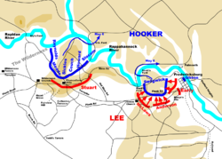 Kaart van de slag bij Chancellorsville