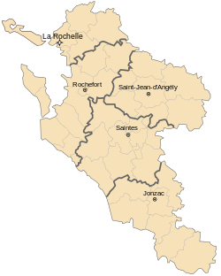 De 5 arrondissementen van Charente-Maritime
