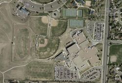 Aerial view of Columbine High School