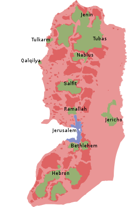 Status of the West Bank territories in accordance with the Oslo Accords: Territory annexed by Israel Area A : Palestinian police and civilian control Area B : Israeli-Palestinian police and Palestinian civilian control Area C : Israeli police and civilian control