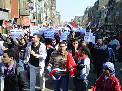 Demonstranten marcheren op de Dag van de Woede.