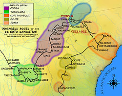 A de Soto-expedíció második szakasza, az Apalachee-tól a Chicaza-ig.