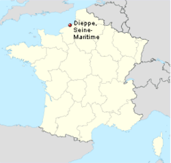 Local da incursão : Dieppe, departamento de Seine-Maritime, Alta Normandia