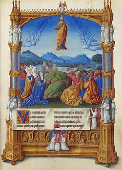 Wniebowstąpienie: Les Très Riches Heures du duc de Berry, Folio 184r, 1410, Musée Condé, Chantilly.