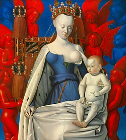 Agnès Sorel war das Modell für diese Jungfrau mit Kind, umgeben von Engeln, von Jean Fouquet (um 1450)