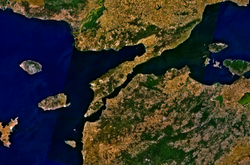 Satellietbeeld van het schiereiland Gallipoli en omgeving