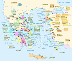 Kaart van Homerisch Griekenland.