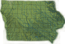 Os condados de Iowa e as principais correntes.