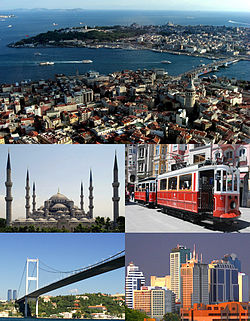 A cidade histórica de Istambul (Turquia) com alguns pontos turísticos notáveis.