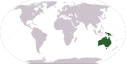 Location of the continent Australia