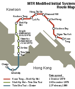 Mapa trasy původního systému.  