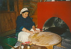 Traditional preparation of gözleme, in a restaurant near Antalya.