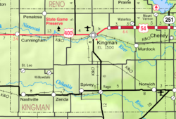 KDOT:s karta över Kingman County från 2005 (kartlegend)  