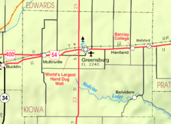 KDOT:s karta över Kiowa County från 2005 (kartlegend)  