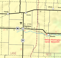 2005 KDOT-kaart van Lane County (kaartlegenda)