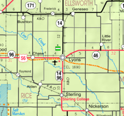 Rice Countyn KDOT-kartta vuodelta 2005 (kartan selitys).  