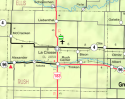 Rushin piirikunnan KDOT-kartta vuodelta 2005 (kartan selitys).  