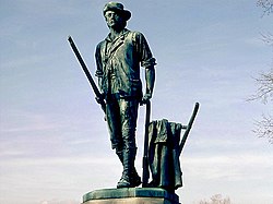 Statuetka amerykańskiego milicjanta. Artykuły zachęcały każdy stan do posiadania milicji