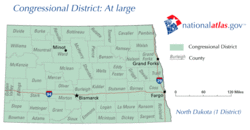 O distrito grande do Dakota do Norte desde 1973