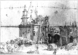 De ruïnes van de oude St Paul's kathedraal