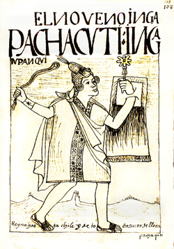 Pachacuti como desenhado por Guaman Poma
