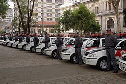 Politieauto's van de staatspolitie van São Paulo.  
