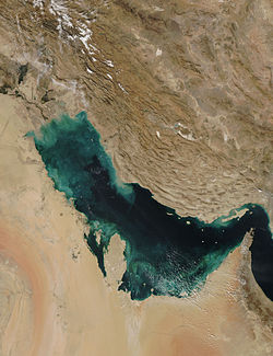 Perský záliv z vesmíru, satelitní pohled