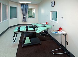 Стаята за екзекуции в щатския затвор Сан Куентин, където се поставят смъртоносните инжекции  