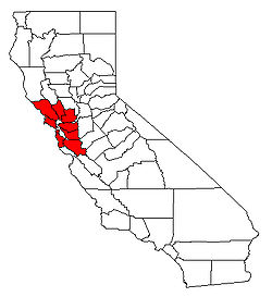 Deze kaart bevat de Santa Cruz County  