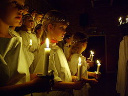 De processie van Sint-Lucia, Zweden  