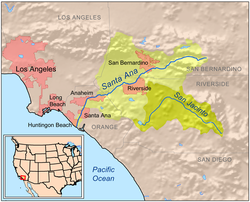 Kaart van de Santa Ana Rivier