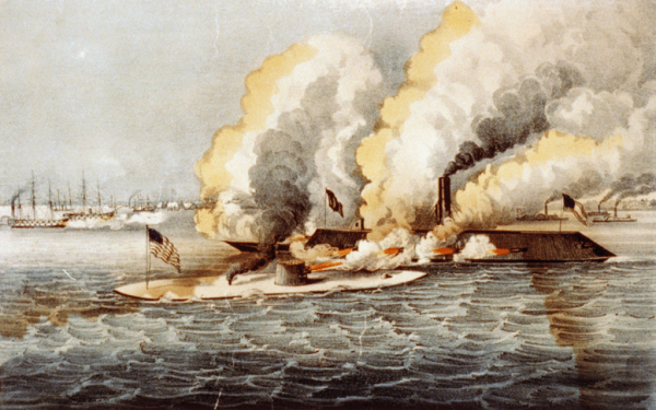 De Monitor en de Merrimac (CSS Virginia), 9 maart 1862.