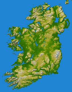 Topografisk kort over Irland