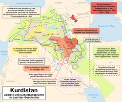 Expansion of Kurdistan and territorial claims in the course of history