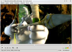 Une capture d'écran du lecteur média de VLC jouant le rôle du Big Buck Bunny