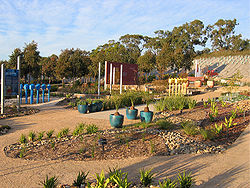 De waterbesparende tentoonstellingstuin in de Royal Botanic Gardens, Cranbourne  