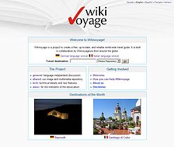 Tela do portal do Wikivoyage antes do lançamento com WMF