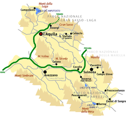 Karta över L'Aquila-provinsen  