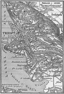 General map of Trieste and its surroundings, c. 1888