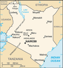 Karta över Kenya.