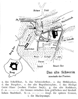 City map of Schwerin before 1340