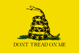 A bandeira de Gadsden é amplamente utilizada como símbolo do Libertarianismo