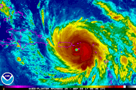 Infrared imaging loop of the hurricane's passage of St. Croix and Vieques, as well as the eye's impact on Puerto Rico on Sept. 20