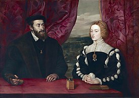 Philip's parents: Charles V and Isabella of Portugal (painting by Peter Paul Rubens after Titian).