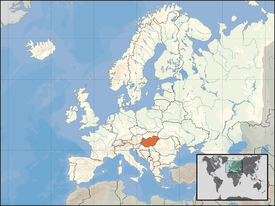 Ligging van Hongarije in Europa  
