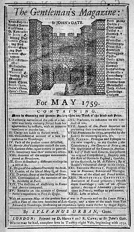 The Gentleman's Magazine , mei 1759, "By SYLVANUS URBAN, Gent."