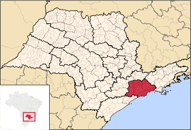 Groot-São Paulo (in het rood)  