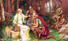 De Noorse goden waren sterfelijk. Alleen door de appels van Iðunn te eten, konden ze hopen te blijven leven tot Ragnarök. Afbeelding door J. Penrose, 1890.