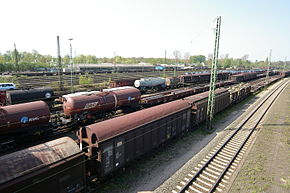 Rail freight traffic in the Seelze marshalling yard