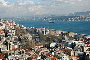 Istanbul is divided by the Bosporus into a European and an Asian part (picture taken from the Galata Tower)